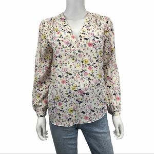 Rebecca Taylor Floral Silk Print Popover Top Size 4 A0027